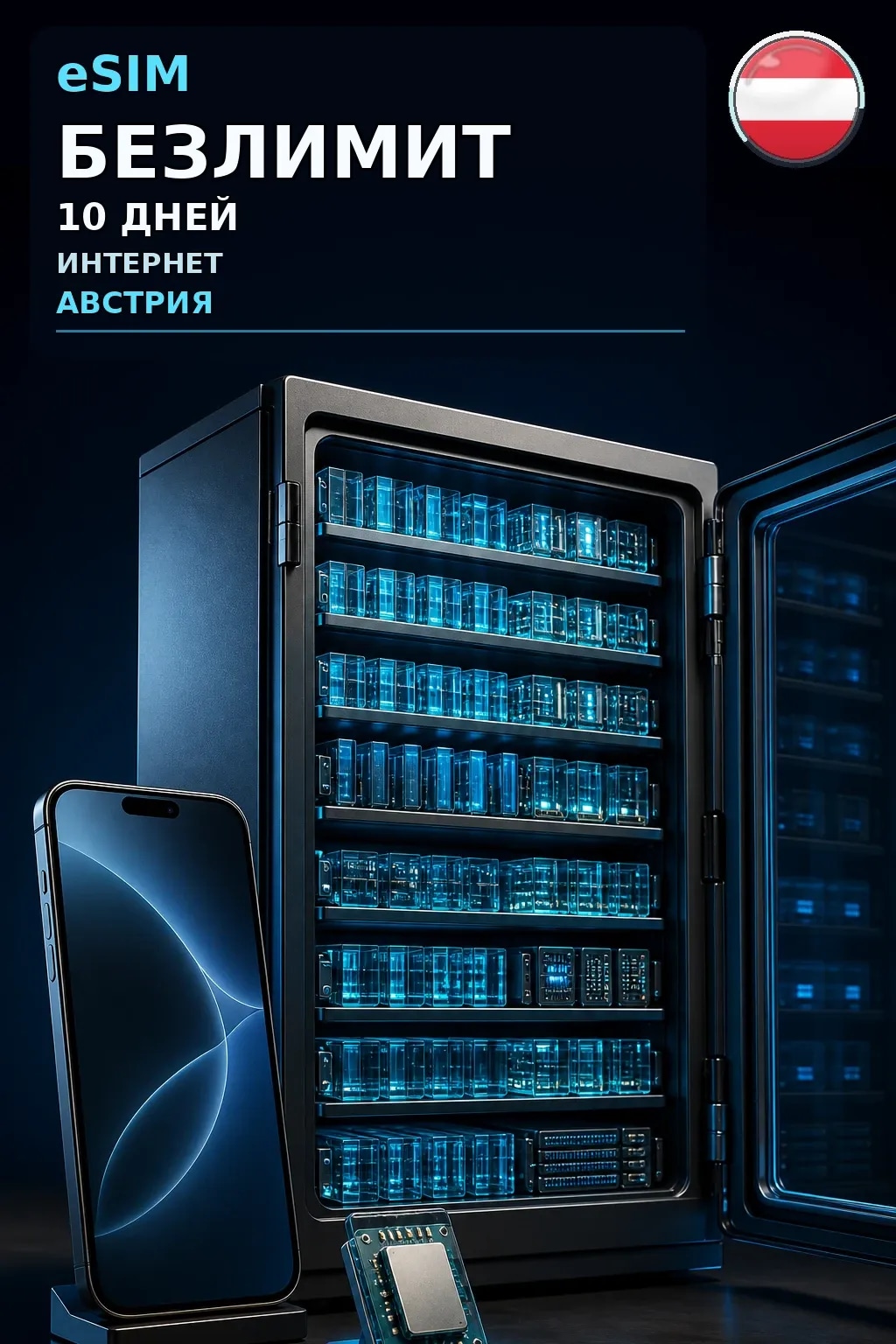 eSIM Австрия — БЕЗЛИМИТ, 10 дней — интернет