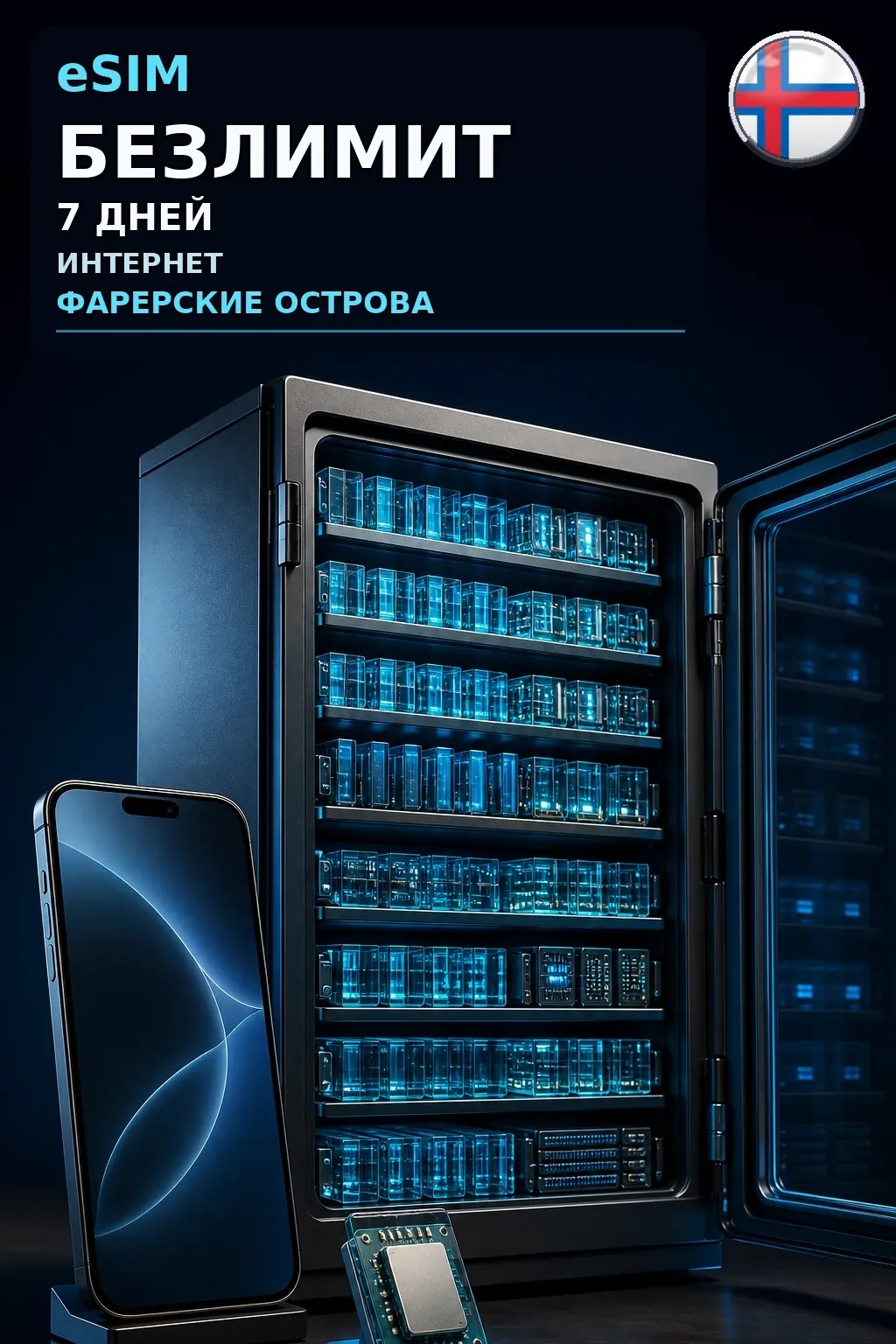 eSIM Фарерские Острова — БЕЗЛИМИТ, 7 дней — интернет