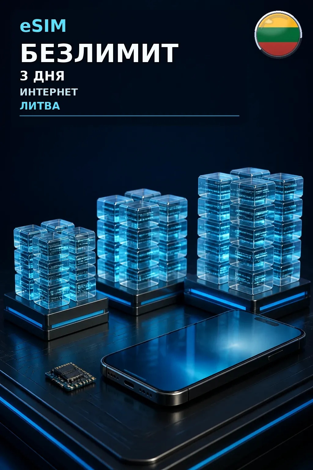 eSIM Литва — БЕЗЛИМИТ, 3 дня — интернет