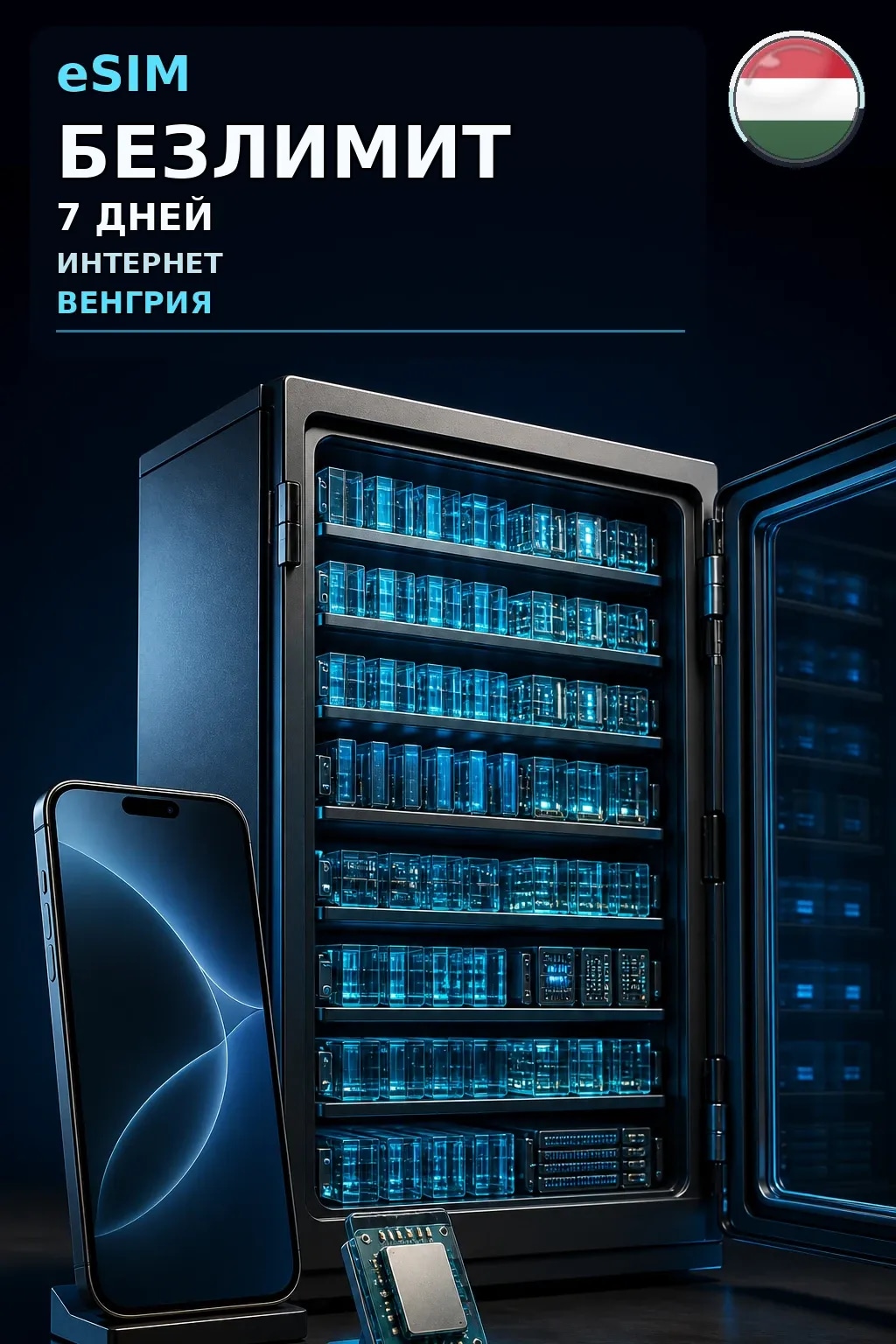 eSIM Венгрия — БЕЗЛИМИТ, 7 дней — интернет