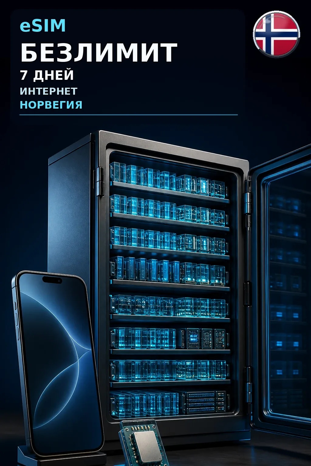 eSIM Норвегия — БЕЗЛИМИТ, 7 дней — интернет