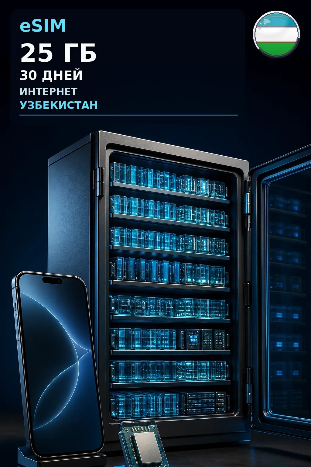 eSIM Узбекистан — 25 ГБ, 30 дней — интернет