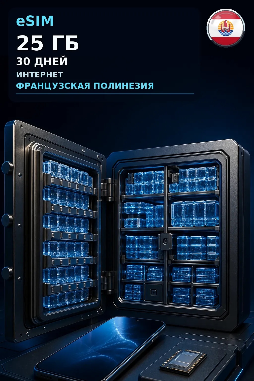 eSIM Французская Полинезия — 25 ГБ, 30 дней — интернет