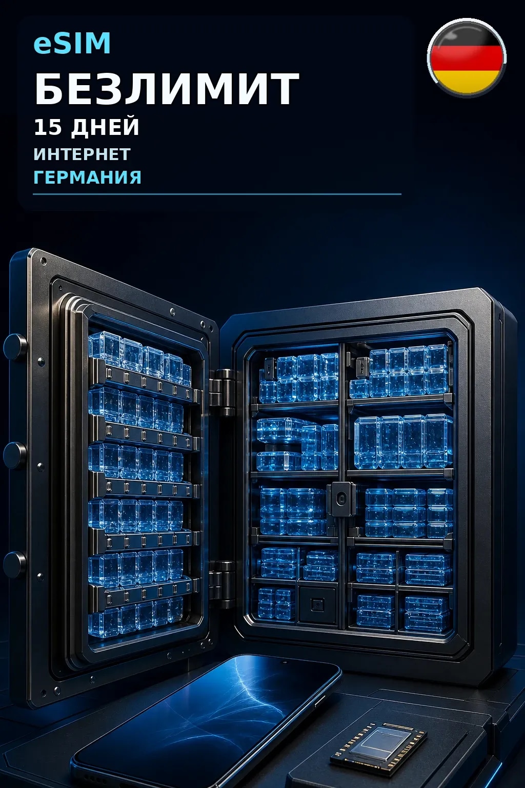 eSIM Германия — БЕЗЛИМИТ, 15 дней — интернет