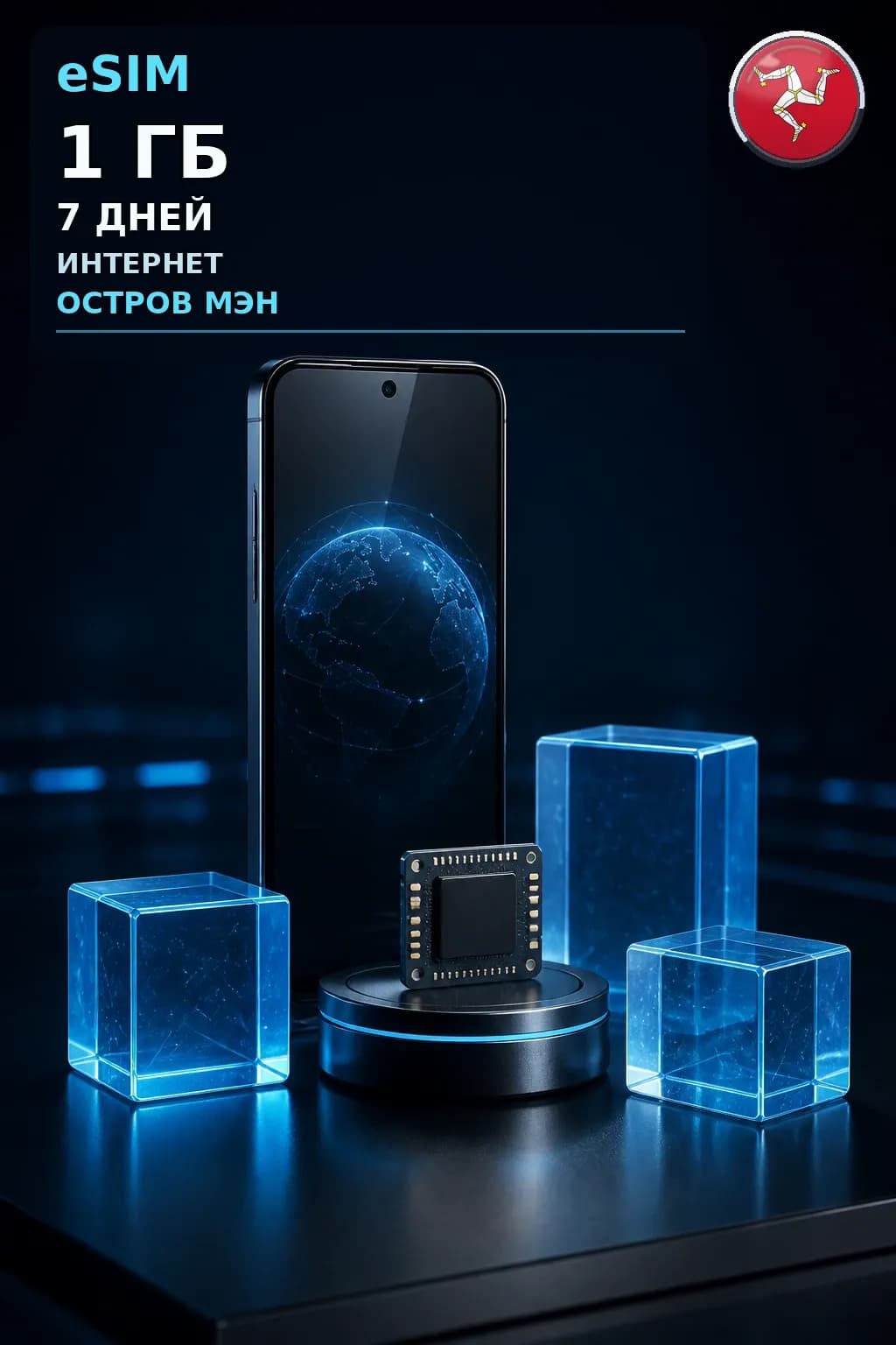 eSIM Остров Мэн — 1 ГБ, 7 дней — интернет