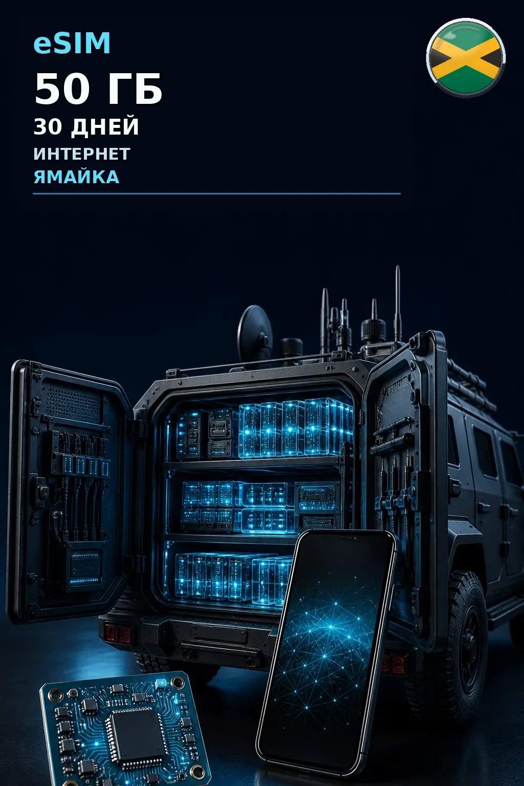 eSIM Ямайка — 50 ГБ, 30 дней — интернет